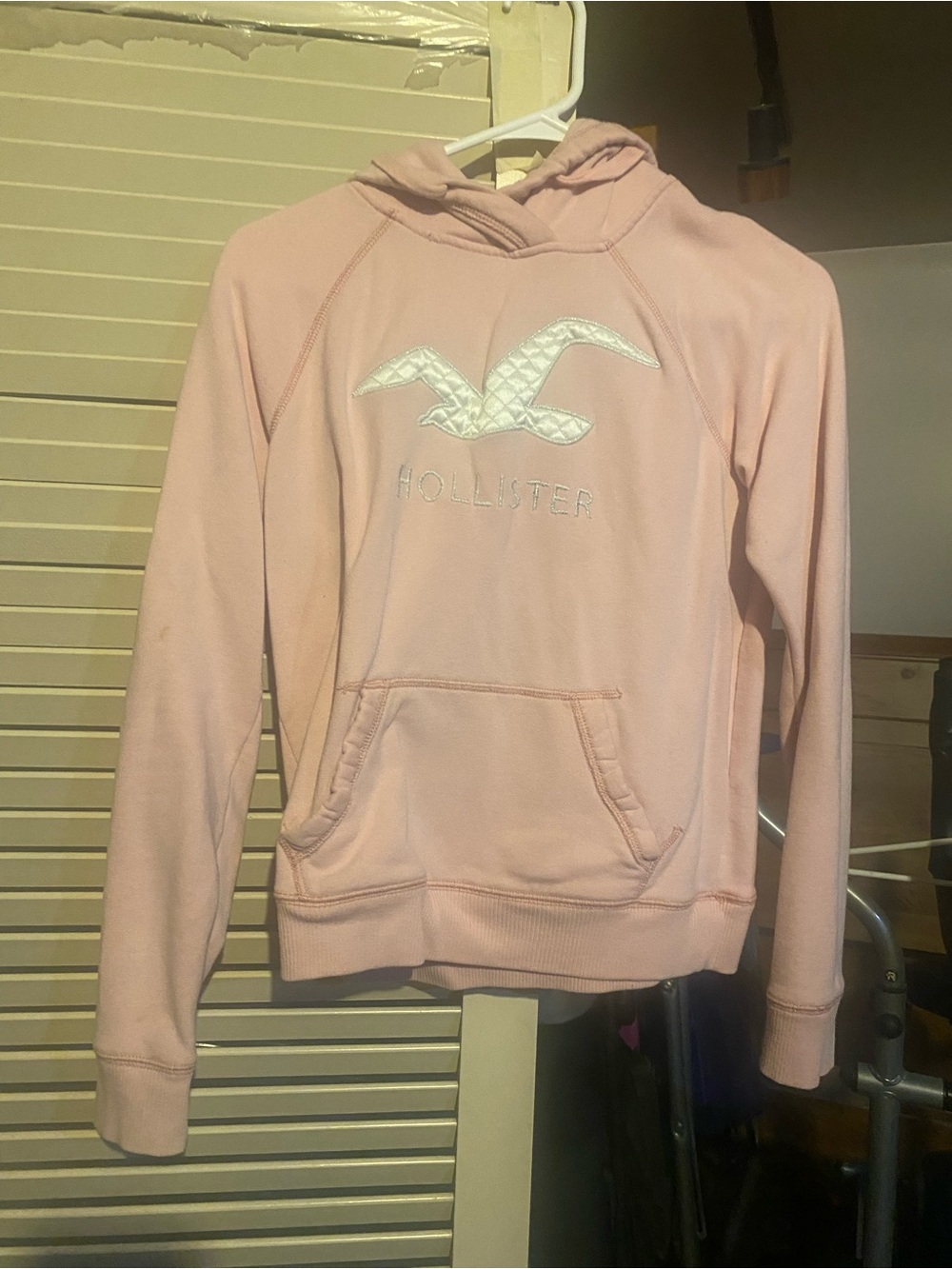 Hollister Light Pink Pullover Hoodie with White Logo